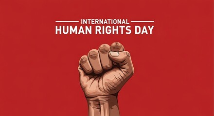 International human rights day celebration with a clenched fist on a red background illustration