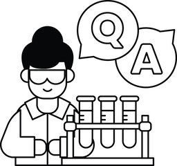 A man in a lab coat is holding a beaker and a test tube