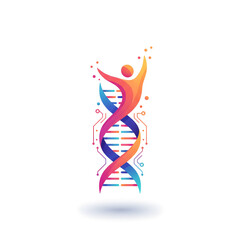 Human DNA Helix Blended with Technology and Life Concept.