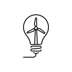 Eco-Friendly Energy Concept with Wind Turbine inside a Light Bulb.