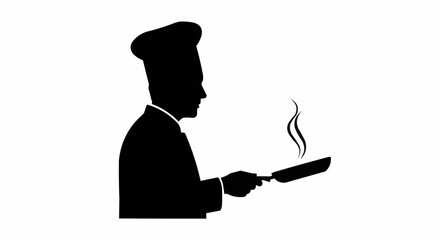 silhouette of a man with a pan