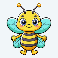 Cute Bees Coloring Page – Cartoon Insect Doodle Line Art Illustration