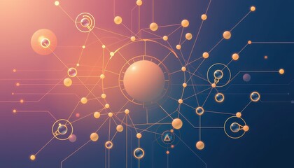 Neonlit Digital Maze with Connected Shapes and Sphere