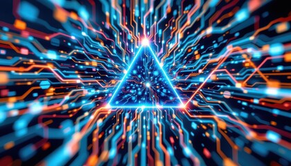 Cyberpunk Logo Glowing Network Background