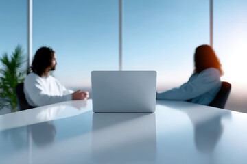 Business people meeting in modern office with laptop
