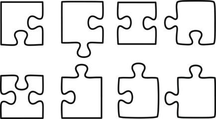 Set of jigsaw puzzle pieces outline Vector
