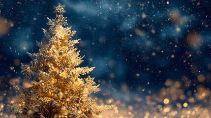 Enchanting Golden Christmas Tree with Sparkling Crystal Gems and Exquisitely Crafted Snowflake Patterns