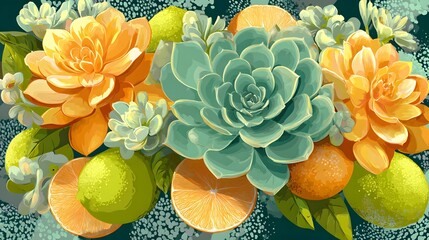 Intricately Crafted Lively Fruit Arrangement Vector Featuring Succulent Details and Crisp Outlines with Artistic Flair