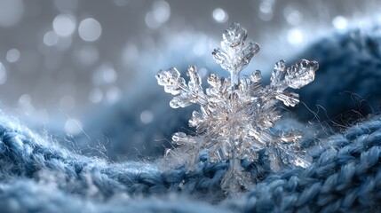 a beautiful snowflake, bokeh background