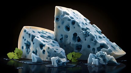 Elegant Digital Blue Cheese Vector Illustration with Vivid Detailing and Harmonious Organic Textures for Gourmet Packaging Design