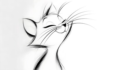 Exquisite Fairytale Feline in a Minimalist Joyful Line Drawing with Immaculate Transparent Background and Playful Aesthetic Detailing