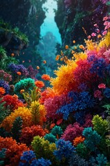 Obraz premium Colorful HDR underwater shot of diversity captured in a vibrant aquatic setting showcasing marine life, vivid tones, and natural beauty with dynamic composition and immersive atmosphere
