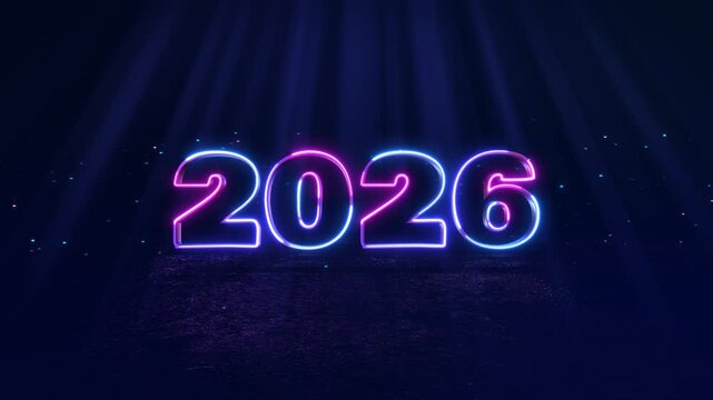 Happy new year 2026 animation golden shiny light effect . Cyber technology computer background luxury celebration Holiday new year 2026 festival party time event. Greetings, Wishes, Cards, Celebration