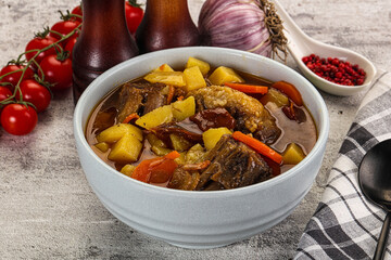 Gourmet Oxtail beef soup with vegetables