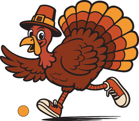 vector illustration of cartoon turkey