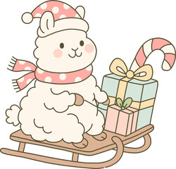 llama christmas clipart funny holiday xmas animal hand drawn cute doodle sliegh