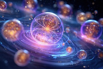 Abstract Glowing Spheres In Space
