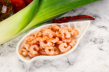 Shrimps cocktail in the bowl