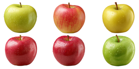 Collection of Fresh Apples on Transparent Backdrop