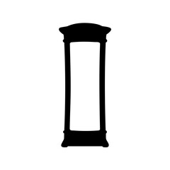 Silhouette of a vintage grandfather clock with arched top and base