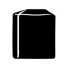 Abstract illustration of a dark square object with bright outline in black and white