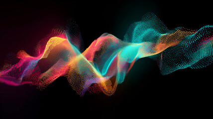 Vibrant Wave Mesh with Gradient Particle Effect Visualization