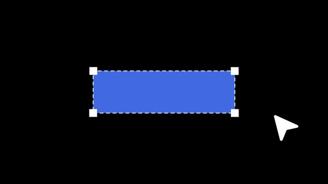 Smooth cursor drag animation showing blue empty rectangular selection. Rendered with transparent background for easy overlay