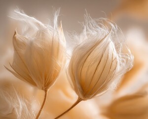 Delicate Beige Seed Pods Close Up