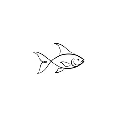 Minimalist fish line art illustration for design and decoration