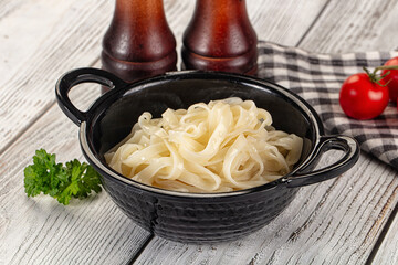 Boiled wheat asian udon noodles