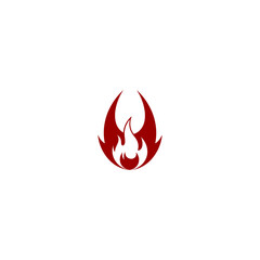 Abstract fire symbol dynamic flames in vivid red on clean white background