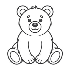 Adorable Bear Cub Line Drawing for Coloring