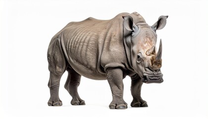 Obraz premium Realistic rhinoceros on white background
