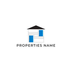 Fototapeta premium ILLUSTRATION BLUE COLOR HOME. BUILDING ARCHITECTURE SIMPLE MINIMALIST LOGO ICON DESIGN VECTOR. GOOD FOR REAL ESTATE, PROPERTY INSDUSTRY