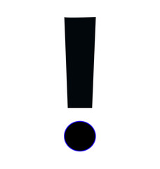 A black exclamation mark displayed clearly with a strong attention focus and simple clean on white background