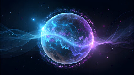 Obraz premium Glowing orb of cosmic energy with swirling nebula effects