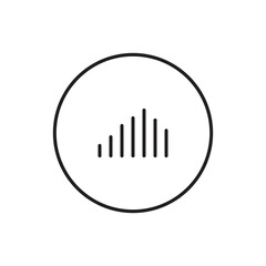 Digital Sound Icon: A sleek, minimalist digital sound icon featuring vertical bars representing audio levels, encapsulated within a perfect circle. An emblem of audio, design, and digital media
