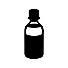 Black silhouette of a medicine bottle, simple outline and flat design