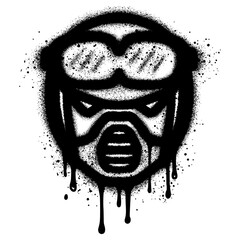 Graffiti helmets and goggles was painted black with spray paint.