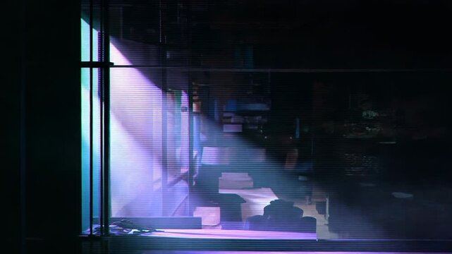 Abstract window light creating cyberpunk data glitch effect