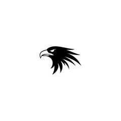 Bold black eagle head profile logo on a white background