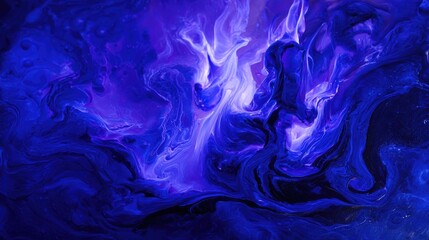 Abstract Fluid Art With Deep Blues And Purples