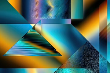 Abstract Geometric Triangular Design In Teal And Gold