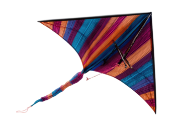 Striped Kite with Colorful Pattern Isolated on Transparent Backdrop