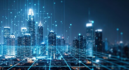 Digital cityscape network connections with communication technology and cityscape