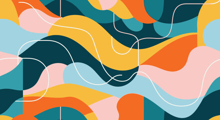 Trendy abstract background design with flowing organic shapes and lines for a modern, colorful vibe, perfect for websites, branding and social media