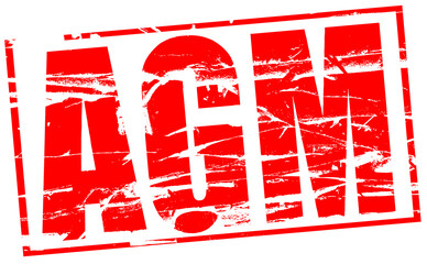 Digital composite. ..Red Rubber stamp effect. AGM - Annual General Meeting. ..business, clubs, association, club, society, societies, trade, company, corporation, corporate, charity, ..PNG file