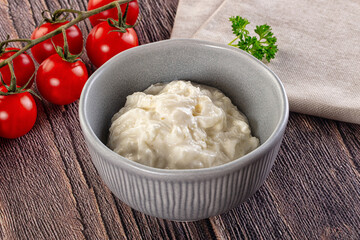 Italian delicous stracciatella young soft cheese