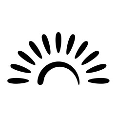 Minimalist sunrise illustration vector graphic design sun rays half circle shape simple black and white clip art
