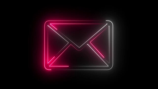 Message mail box, 4k. Message Box Animation. Glowing neon message box icon animation video notice receive massage animated sign symbol.